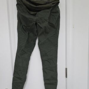 Olive Green Maternity Jeggings With Zipper Detail